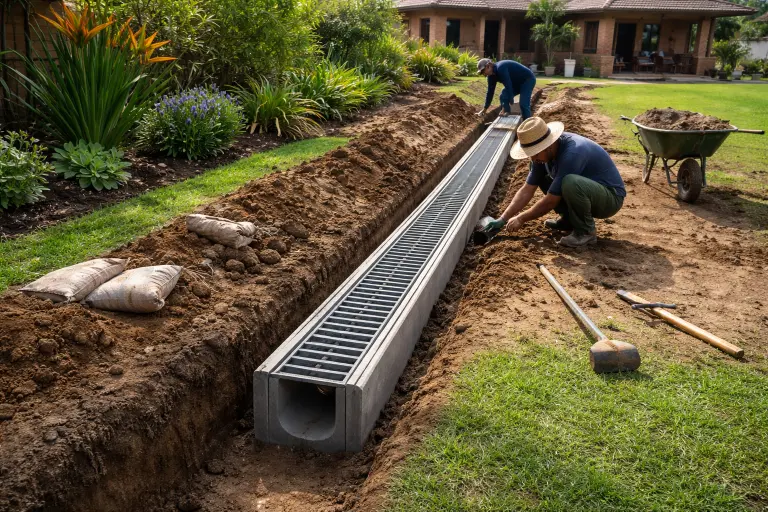 Completed stormwater drainage system on Cape Town residential property