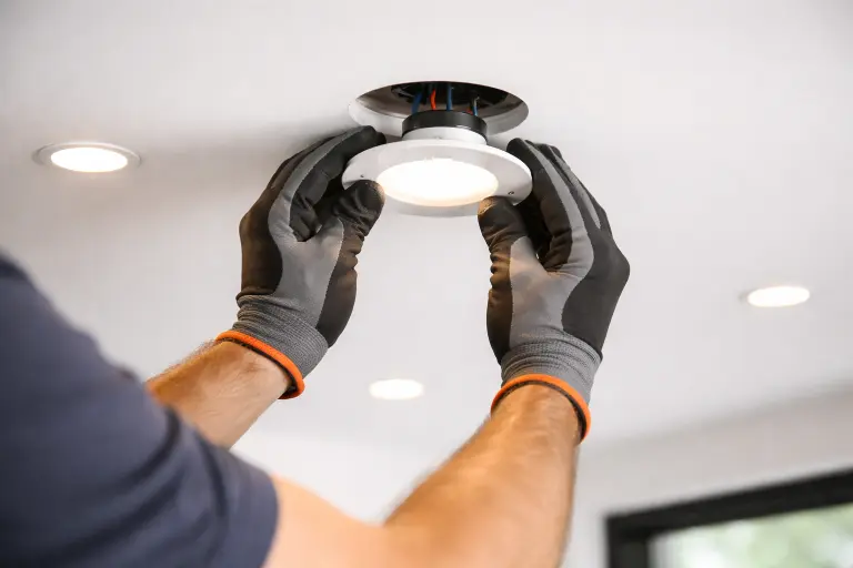LED downlight installation in a Cape Town home ceiling