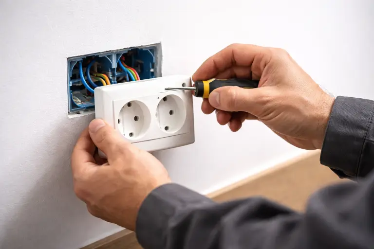 Modern three-pin earthed socket installation in Western Cape home
