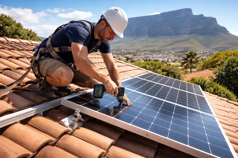 Solar panel installation on a Western Cape property